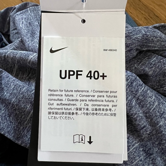 Nike Swim Men's Long Sleeve Hooded Hydroguard Shirt NESSB669-440 NWT Blue - Picture 4 of 4